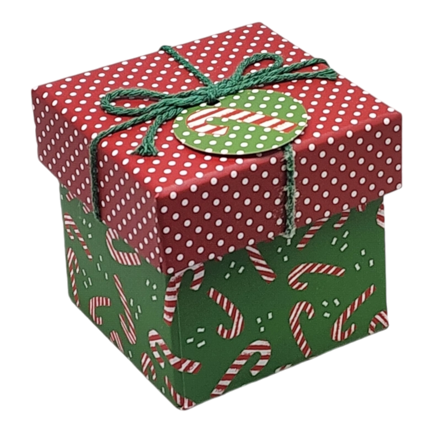 Gift Box Cube for Gift Cards - 3" x 3" - Candy Canes