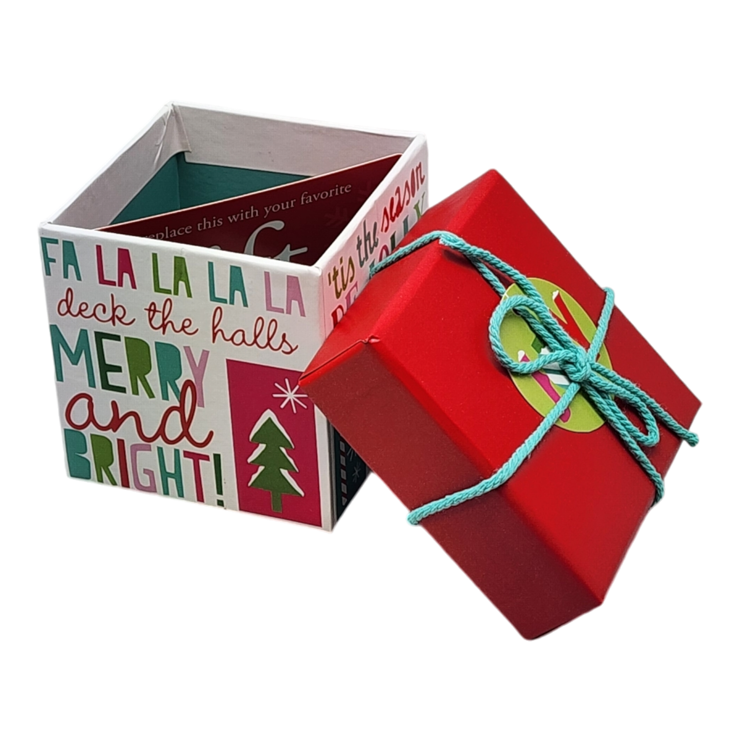 Gift Box Cube for Gift Cards - 3" x 3" - Merry and Bright