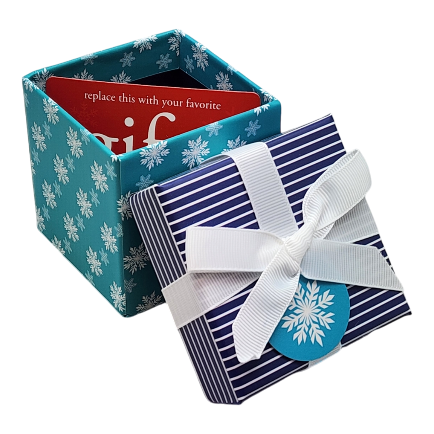 Gift Box Cube for Gift Cards - 3" x 3" - Snowflake