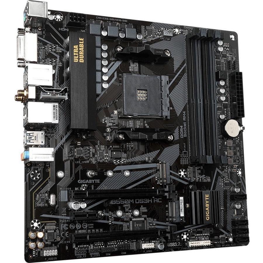 Gigabyte Ultra Durable B550M DS3H AC Gaming Desktop Motherboard - AMD B550 Chipset - Socket AM4 - Micro ATX