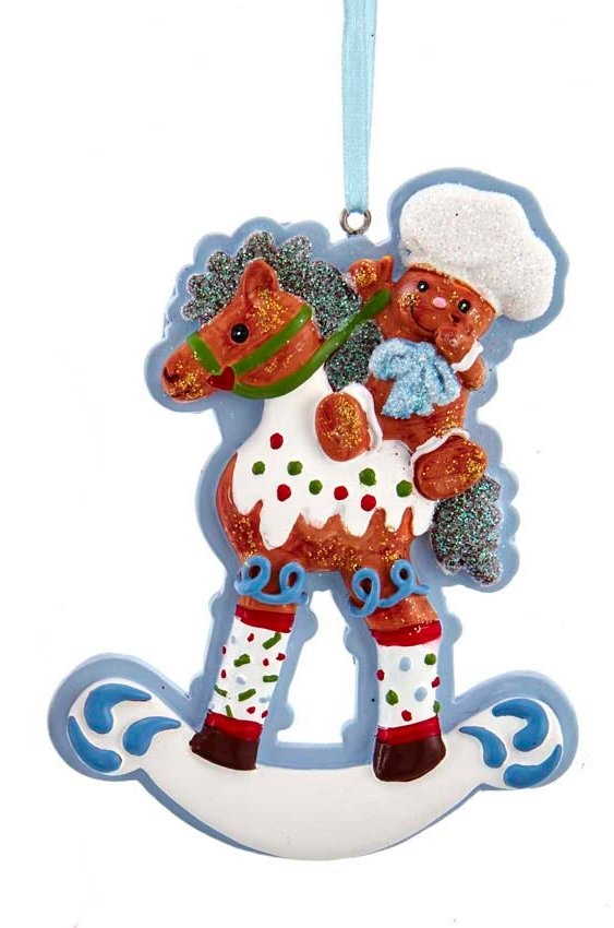Gingerbread Boy On Rocking Horse Ornament
