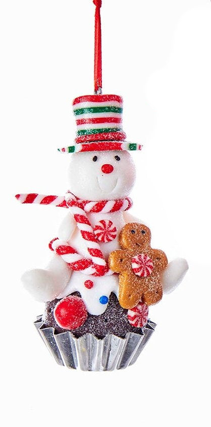 Gingerbread Cupcake Ornament - Snowman