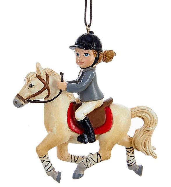 Girl Riding Horse Ornament -