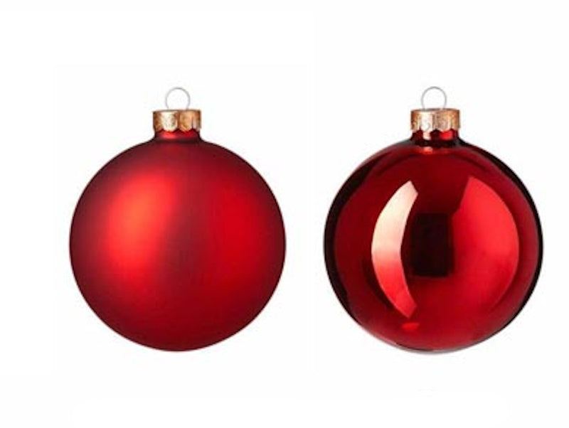 Glass 2.4" Ornaments - 10 piece Set - Christmas Red