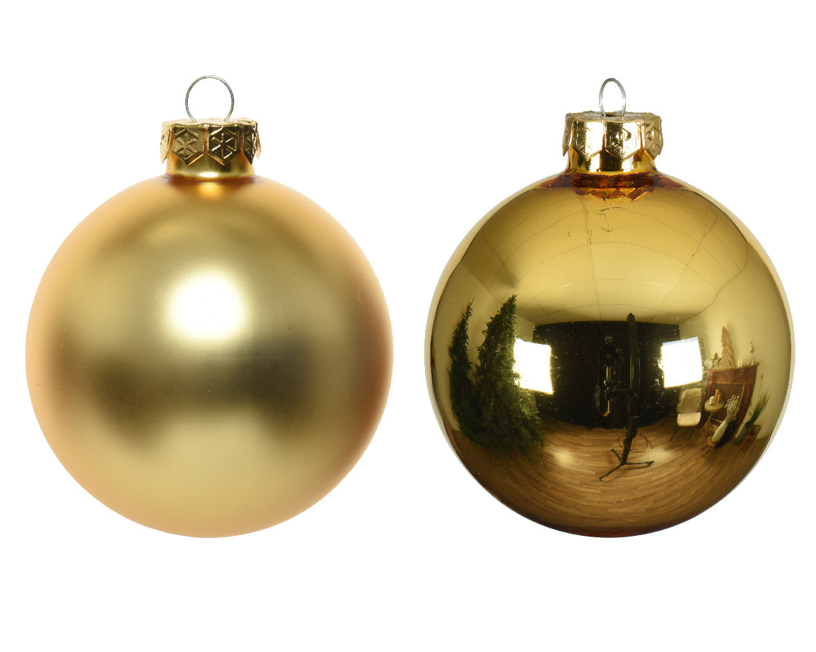 Glass 2.4" Ornaments - 10 piece Set - Shiny Gold