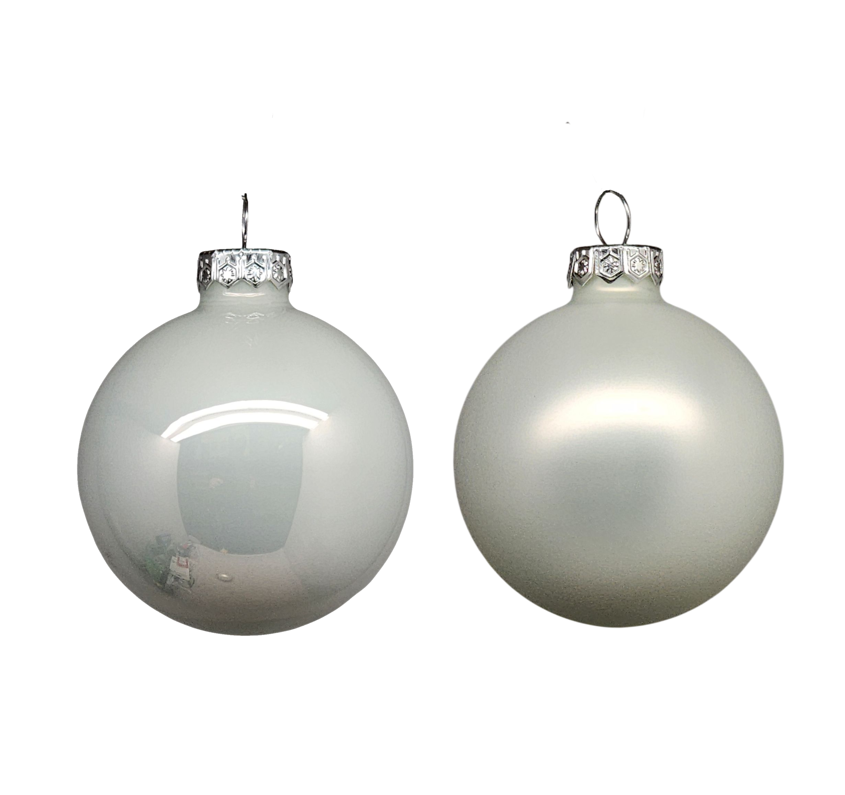 Glass 2.4" Ornaments - 10 piece Set - Winter White