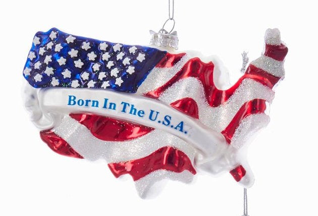 Glass America Stars and Stripes Ornament - Born in the USA