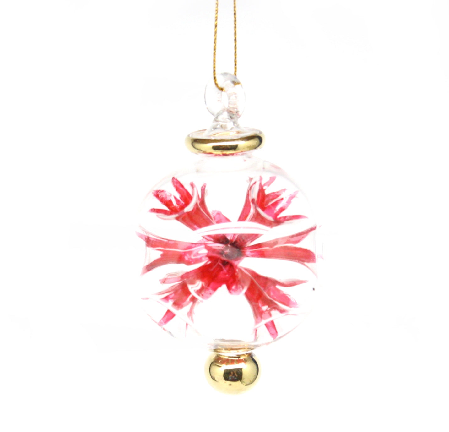 Glass Blown Pierced Ball Ornament - Red