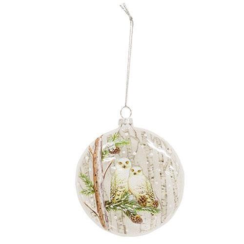 Glass Disk 100mm Ornament - Owls