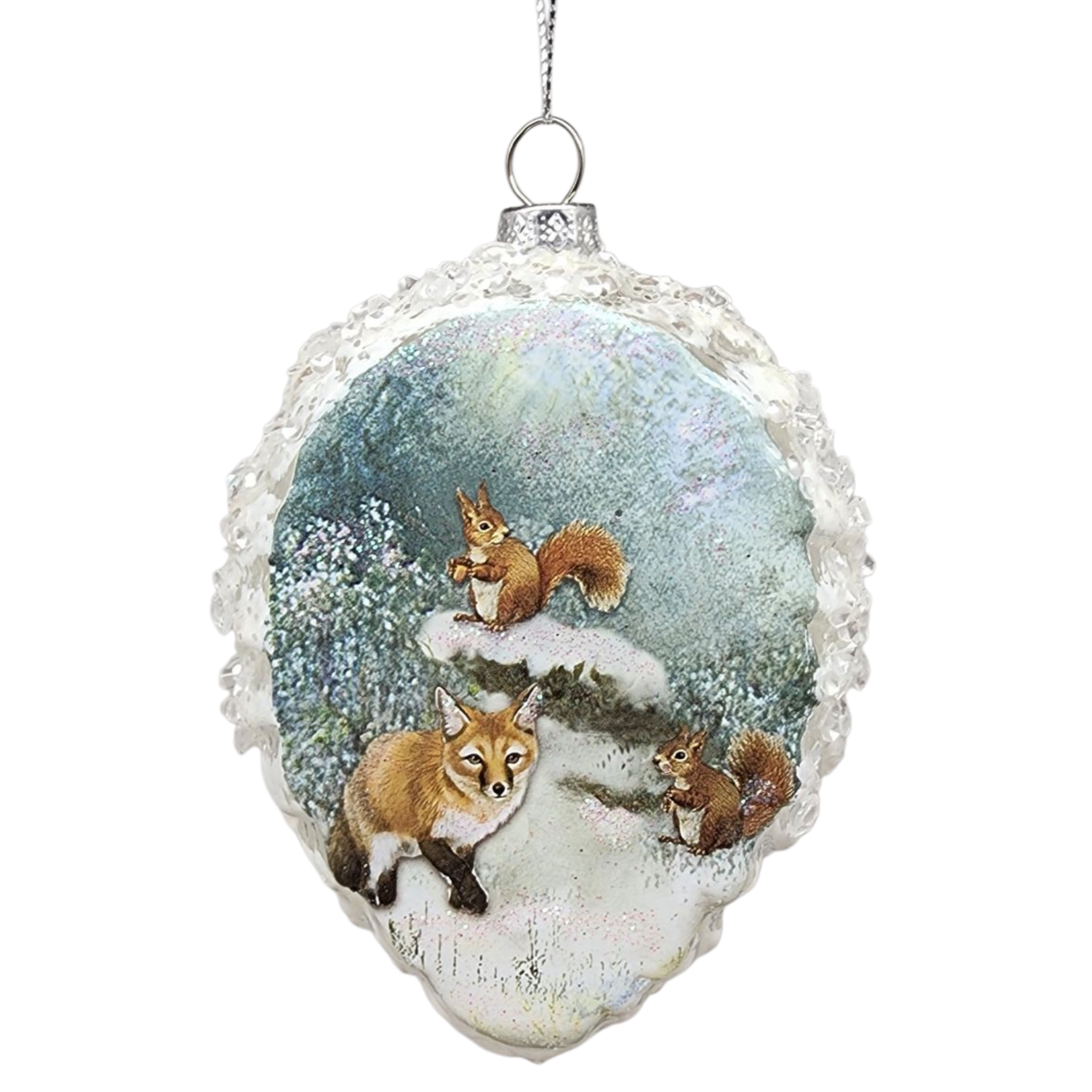 Glass Frosted Pinecone Ornament -