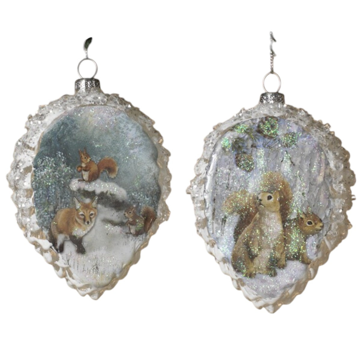 Glass Frosted Pinecone Ornament -