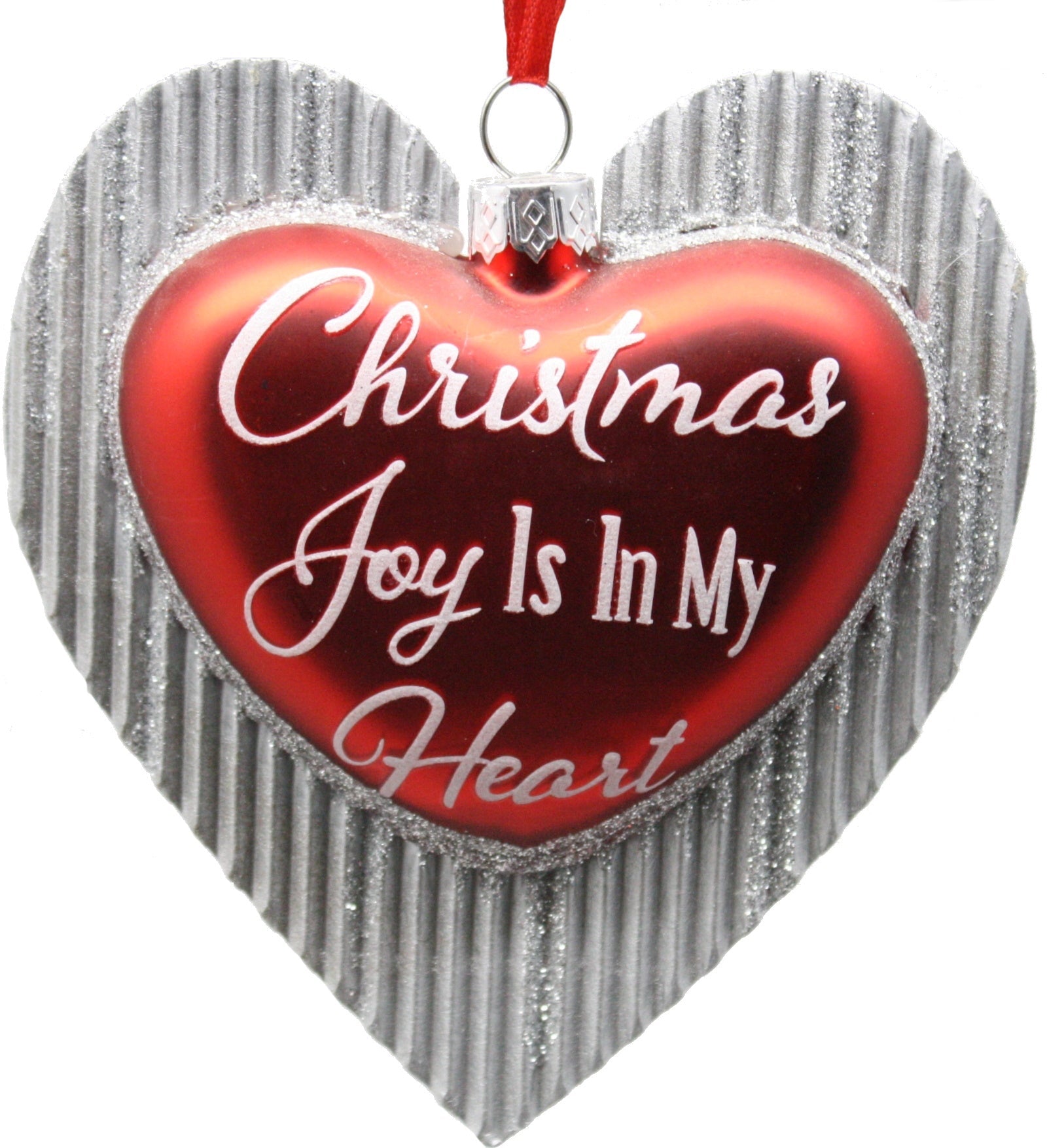 Glass Glitter Heart With Sayings Ornament - Family