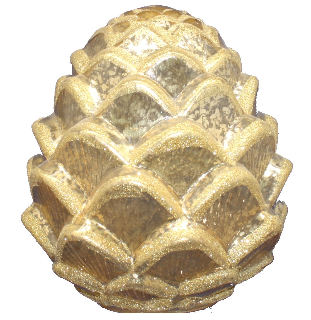 Glass Glitter Pinecone - Gold