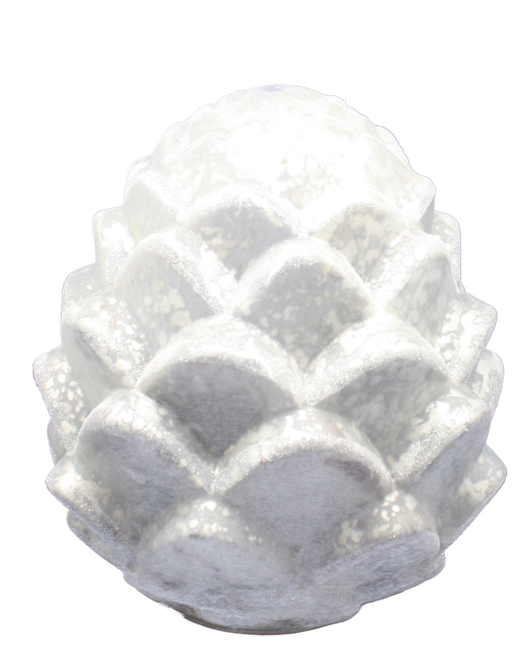 Glass Glitter Pinecone - White
