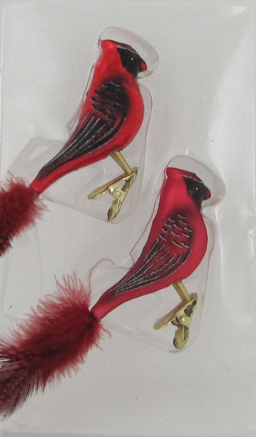 Glass Red 6" Clip-On Cardinals - 2 Pack