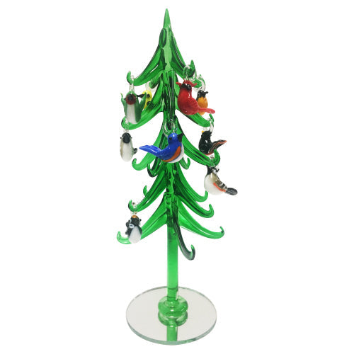 Glass Tree With Bird Ornaments