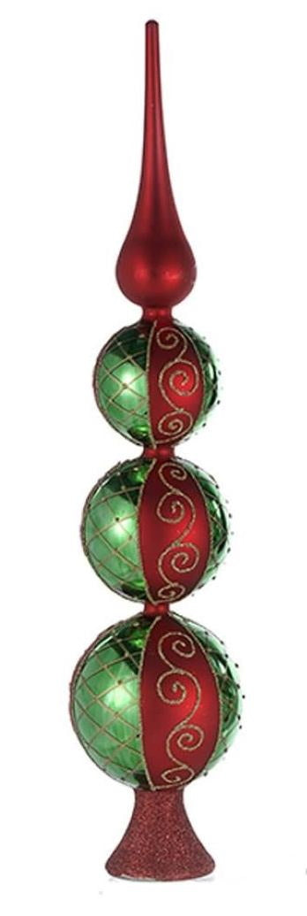 Glass Treetop Finial - Red