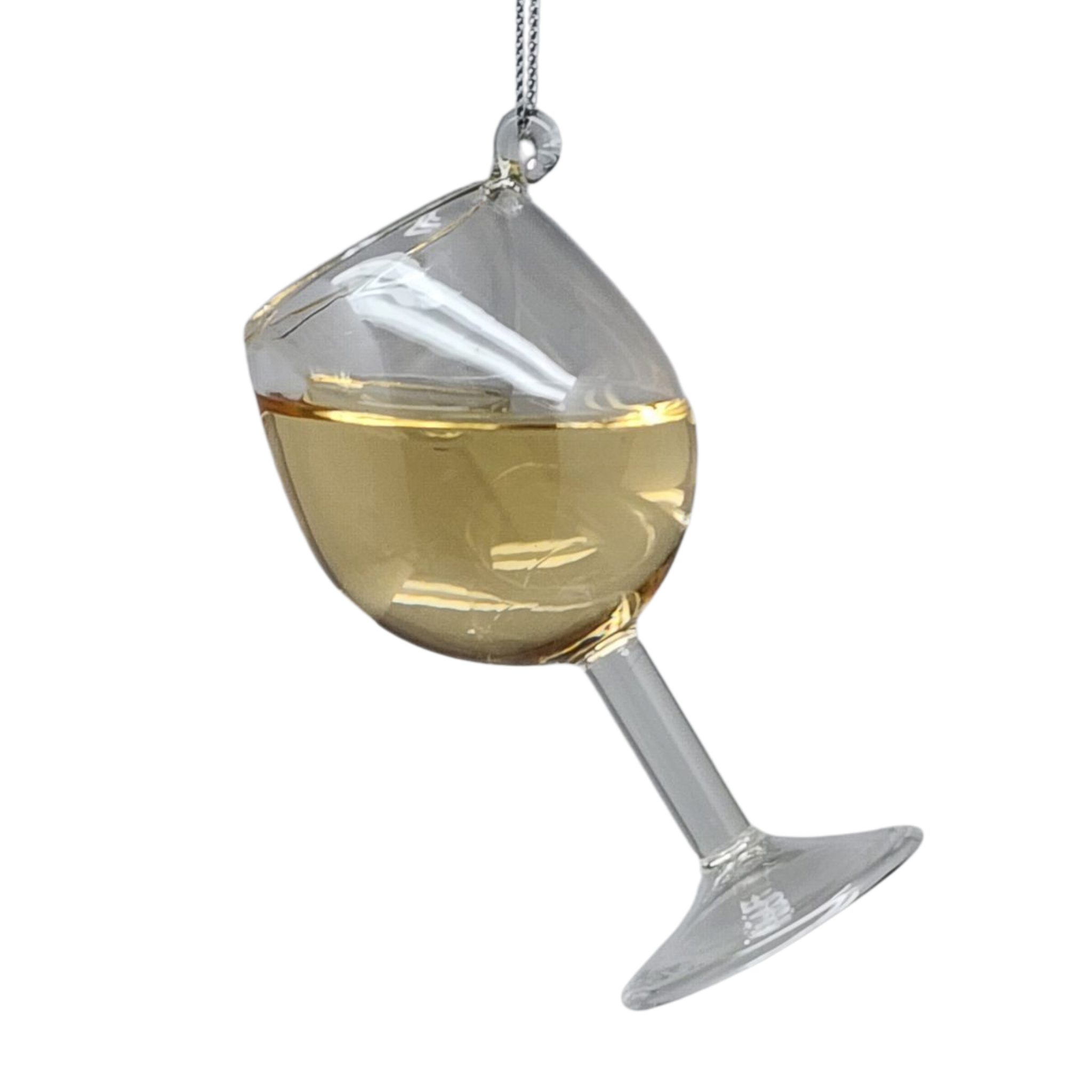 Glass Wine Glass Ornament - Chardonnay