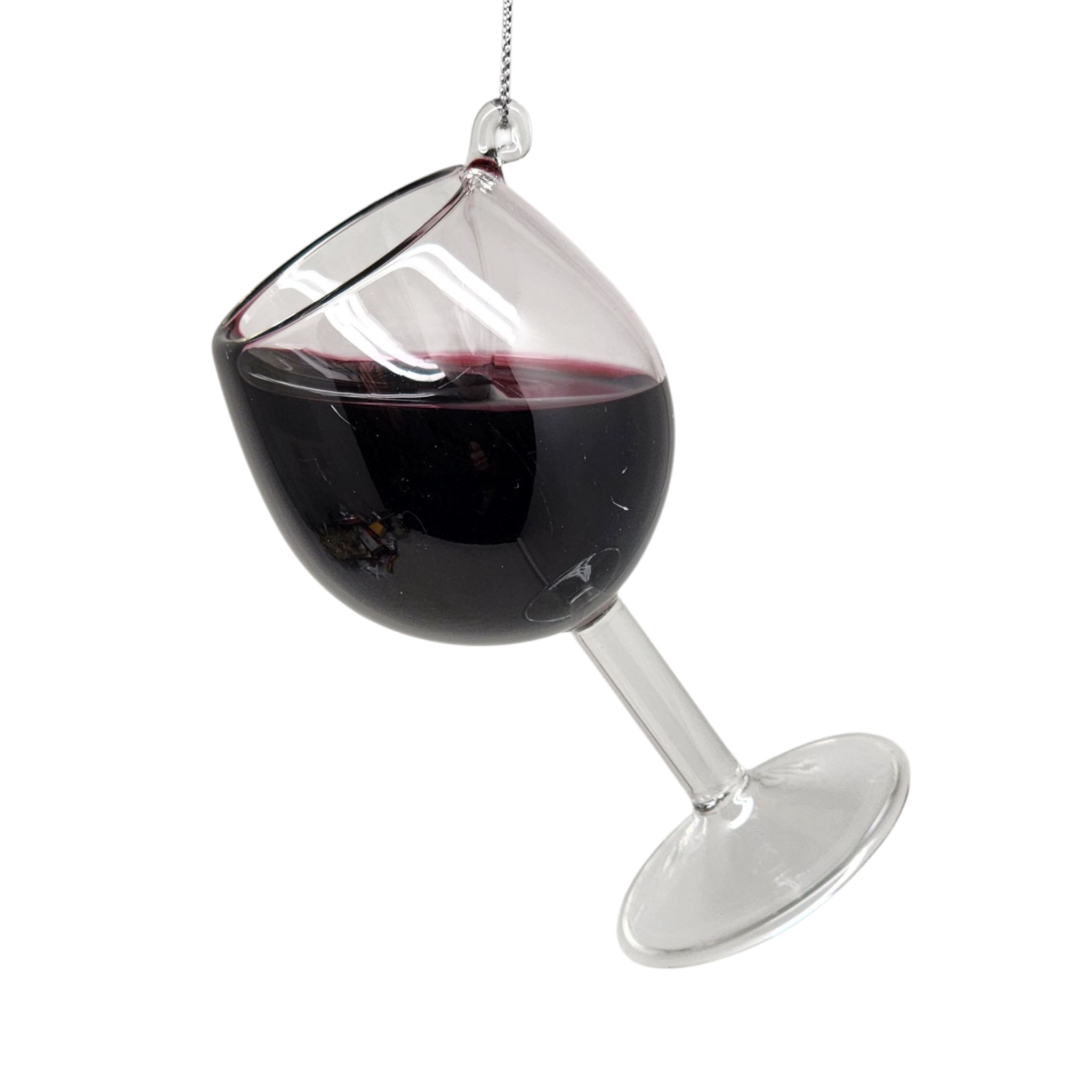 Glass Wine Glass Ornament - Merlot