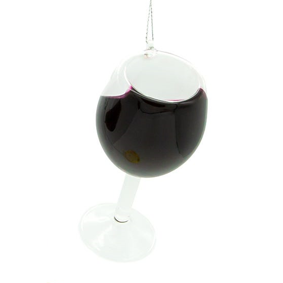 Glass Wine Glass Ornament - Merlot