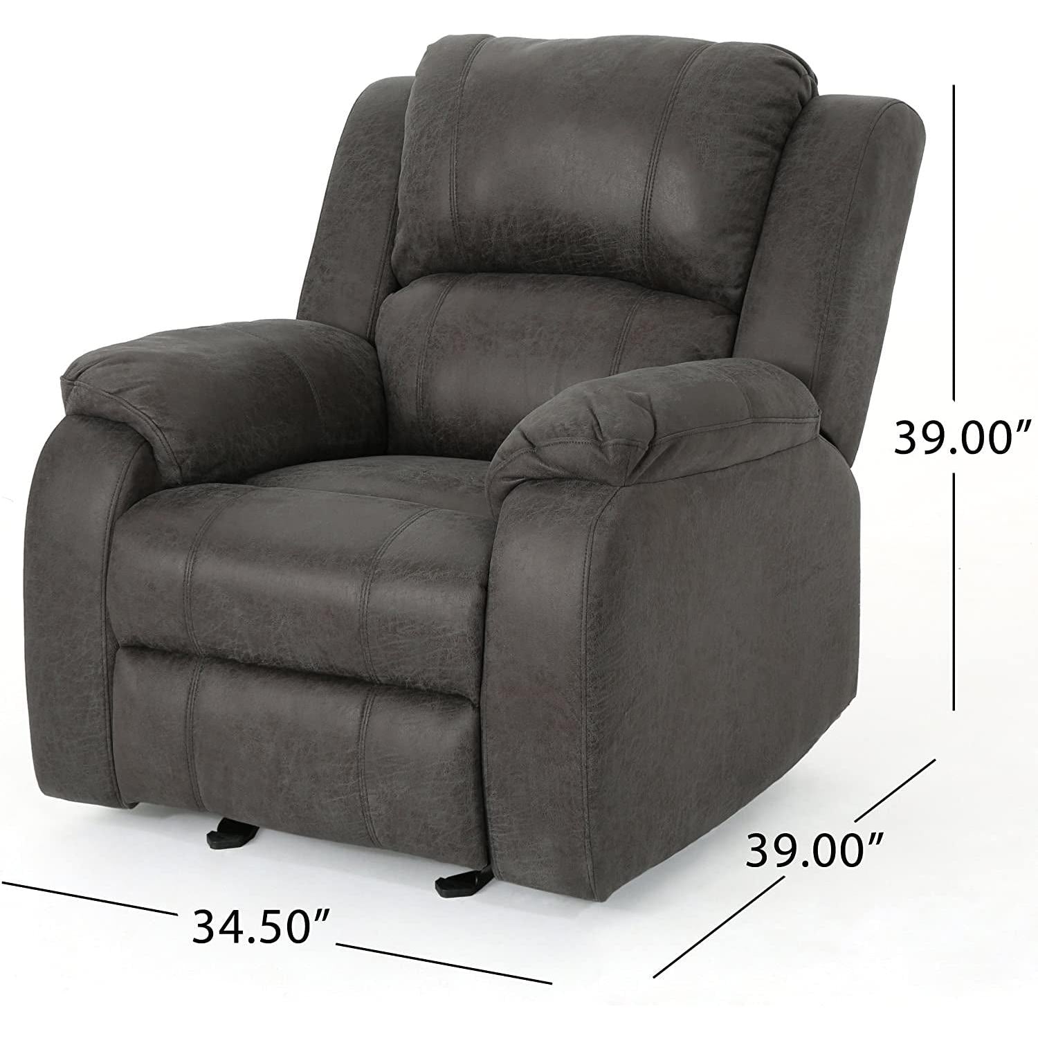 Gliding Recliner Chair In Slate And Black Plush Padding