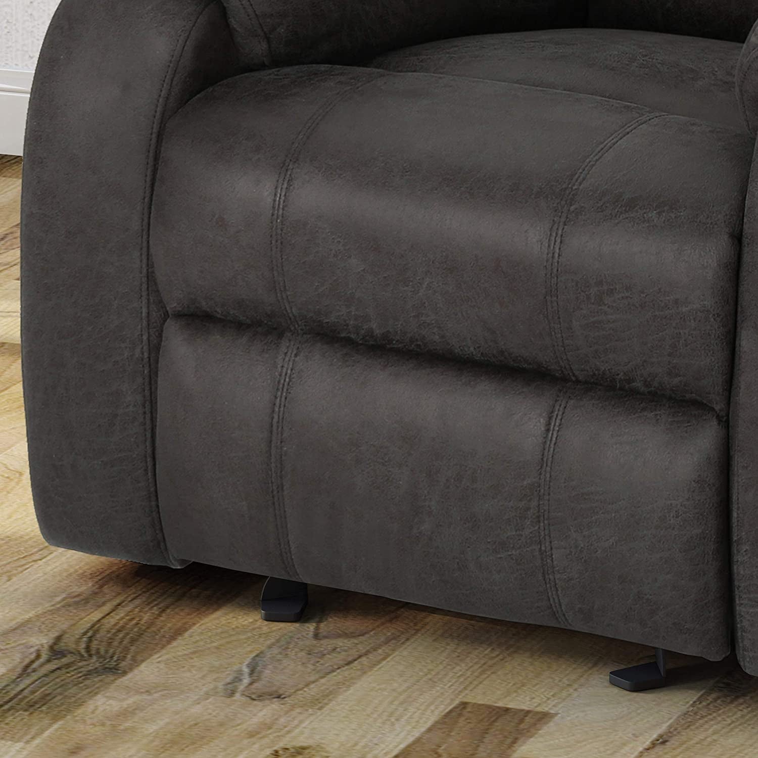 Gliding Recliner Chair In Slate And Black Plush Padding