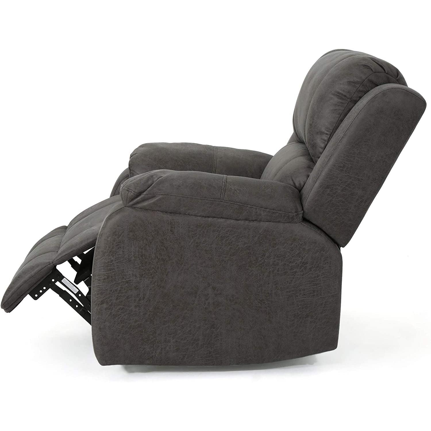 Gliding Recliner Chair In Slate And Black Plush Padding