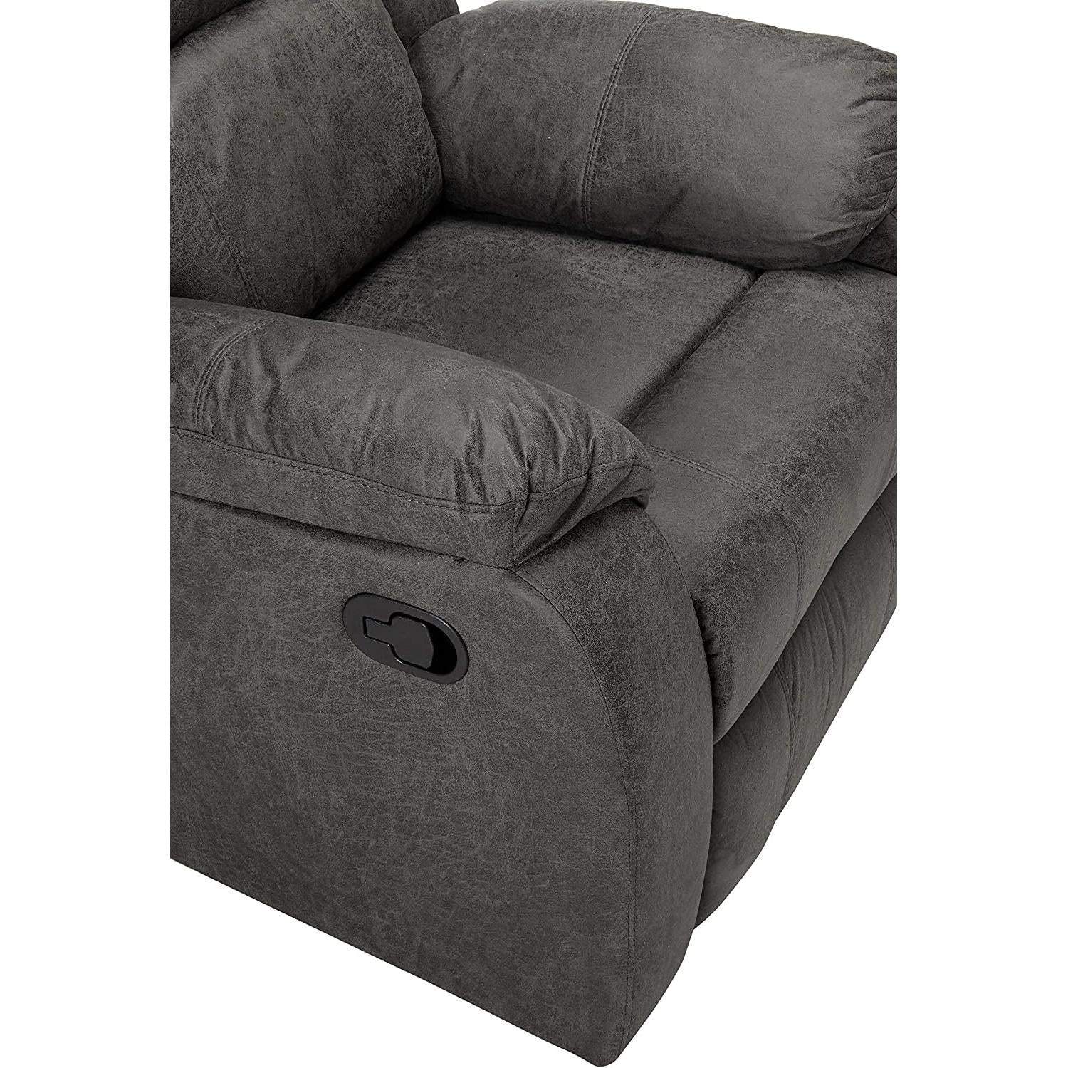 Gliding Recliner Chair In Slate And Black Plush Padding