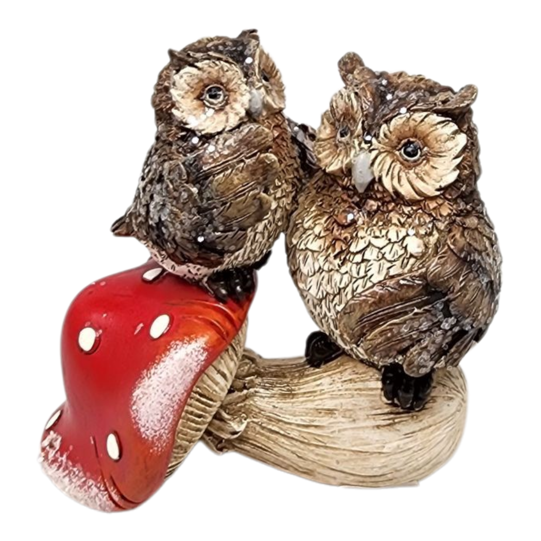 Glitter Owl on Mushroom Figurine -