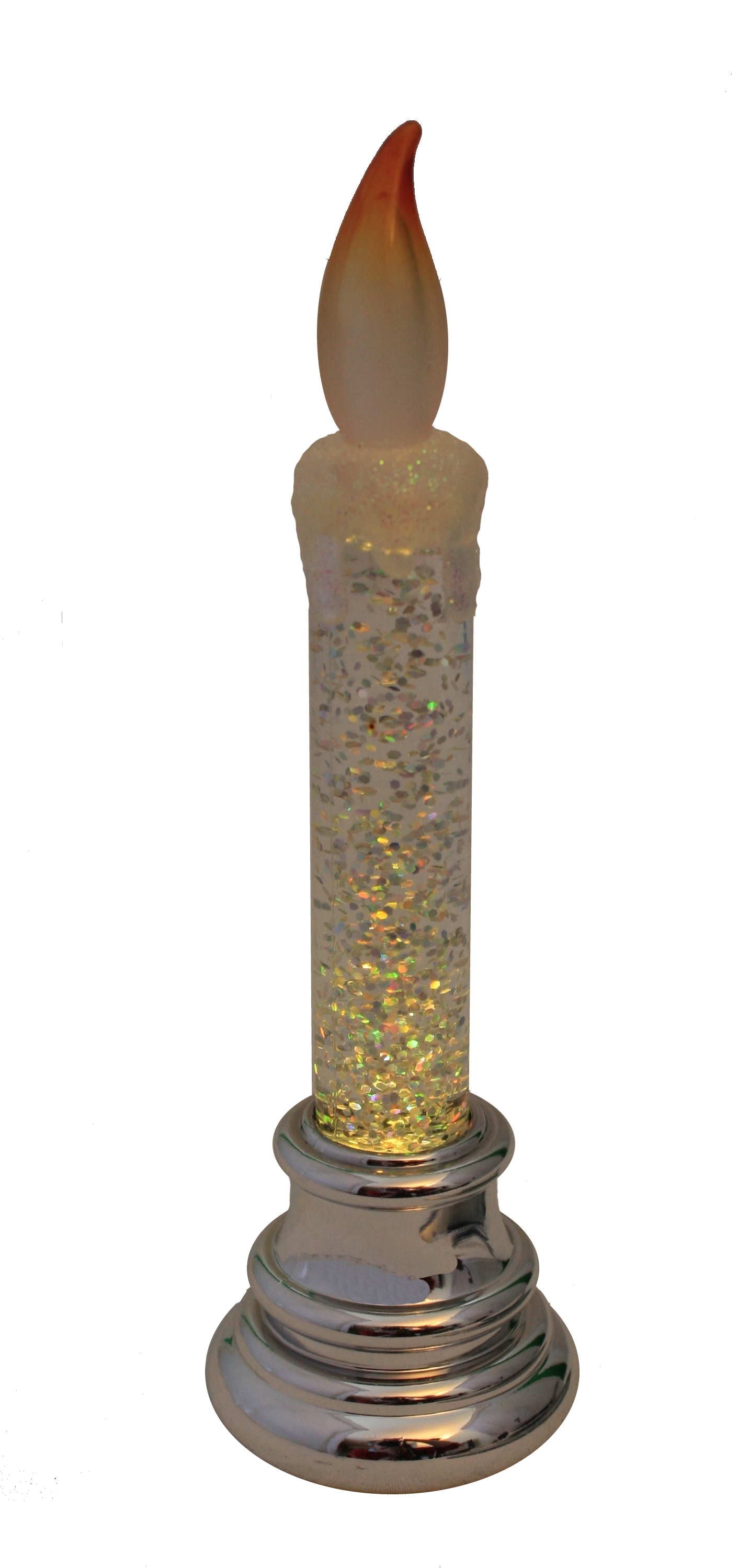 Glitter Water Candle - 6 Inch - Silver Base