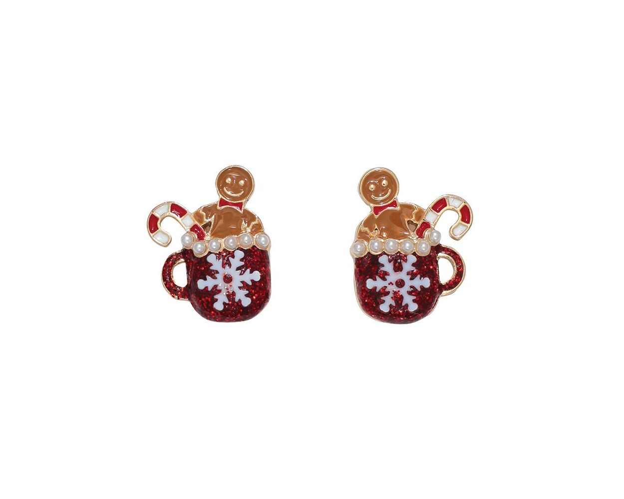 Glittery Mugs with Joyful Gingerbread Earrings