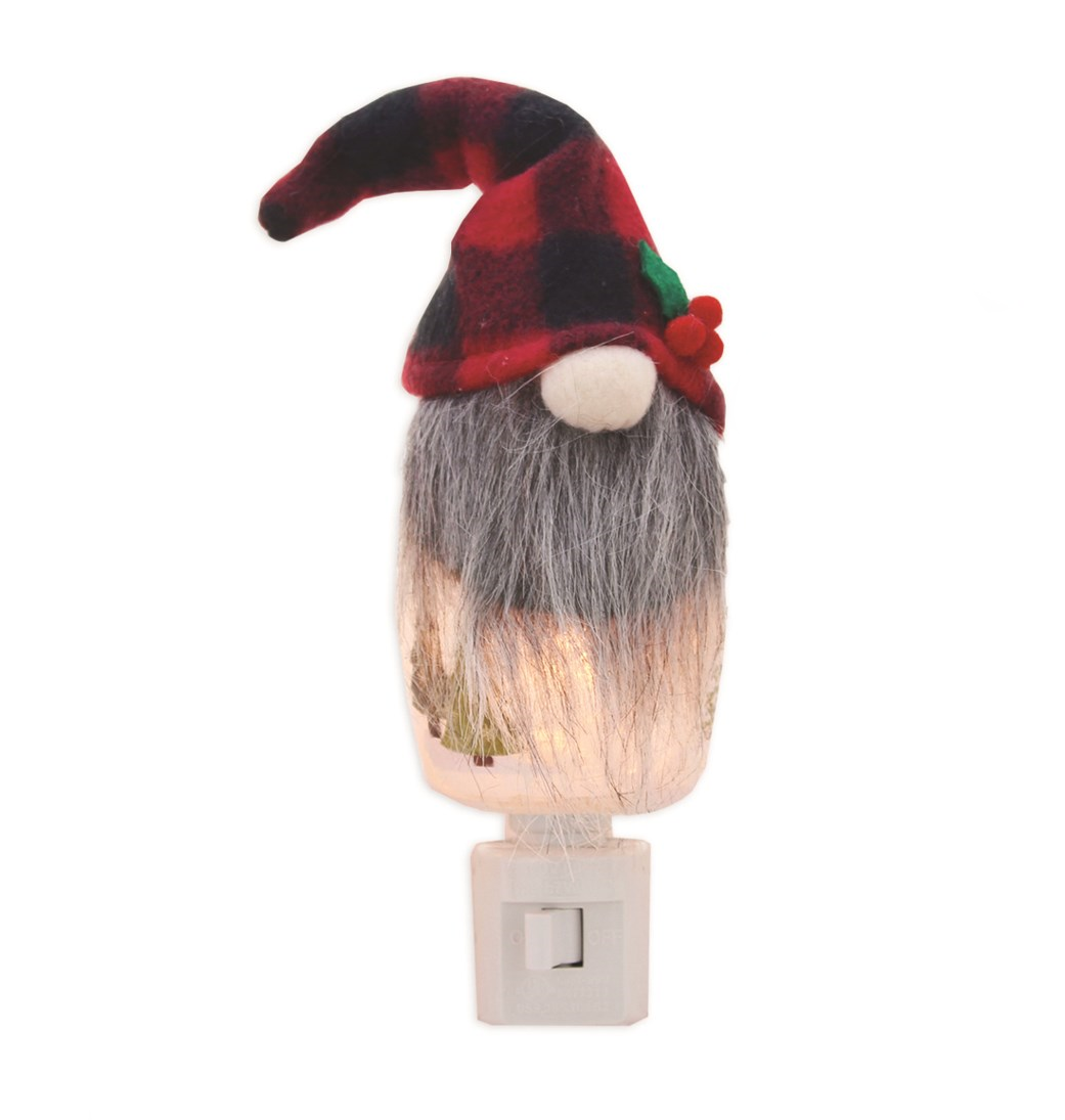 Gnome Night Light with Burgundy Hat