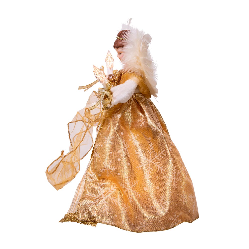 Gold Angel Lighted Treetop - 12 inch