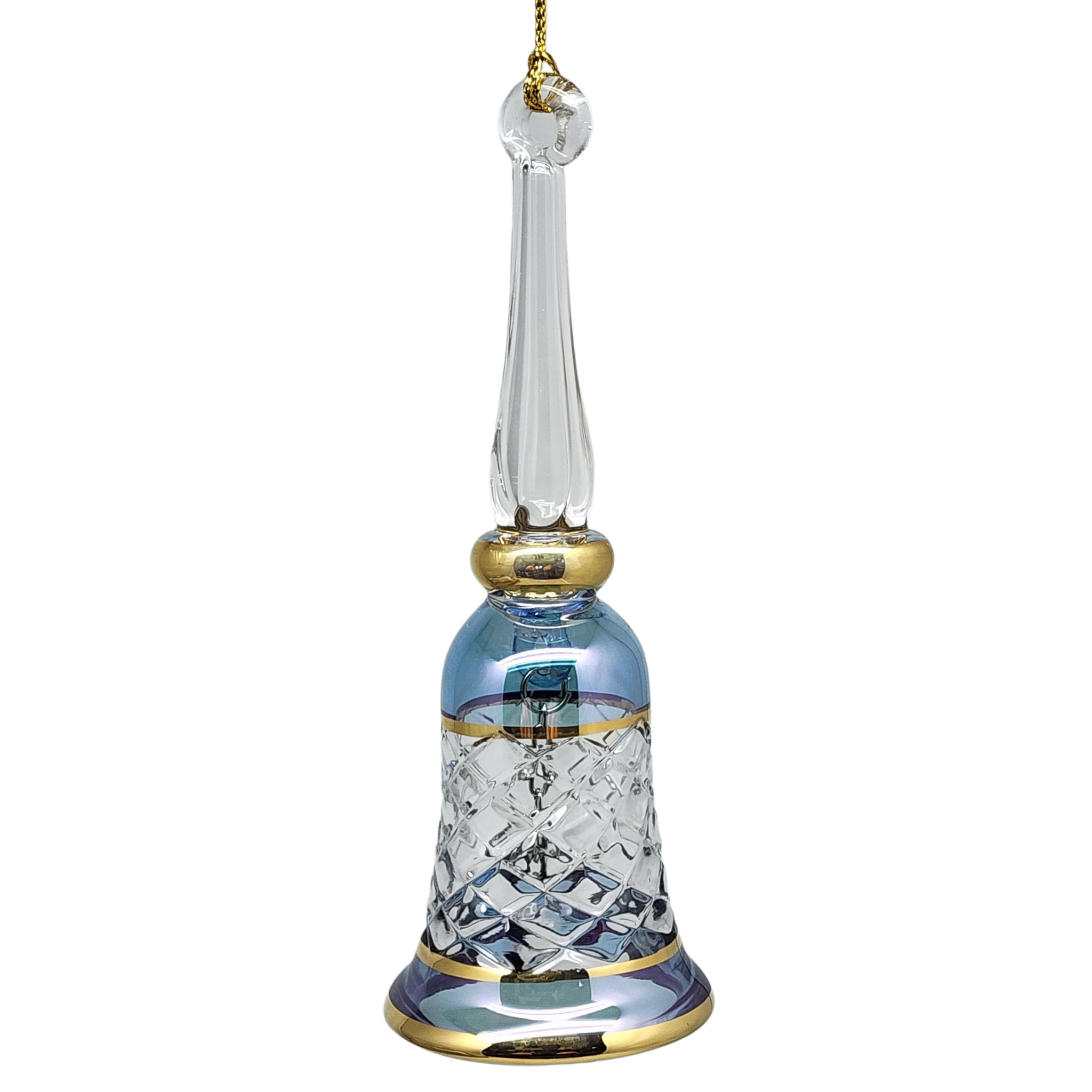 Gold Cut Etched Bell - Blue