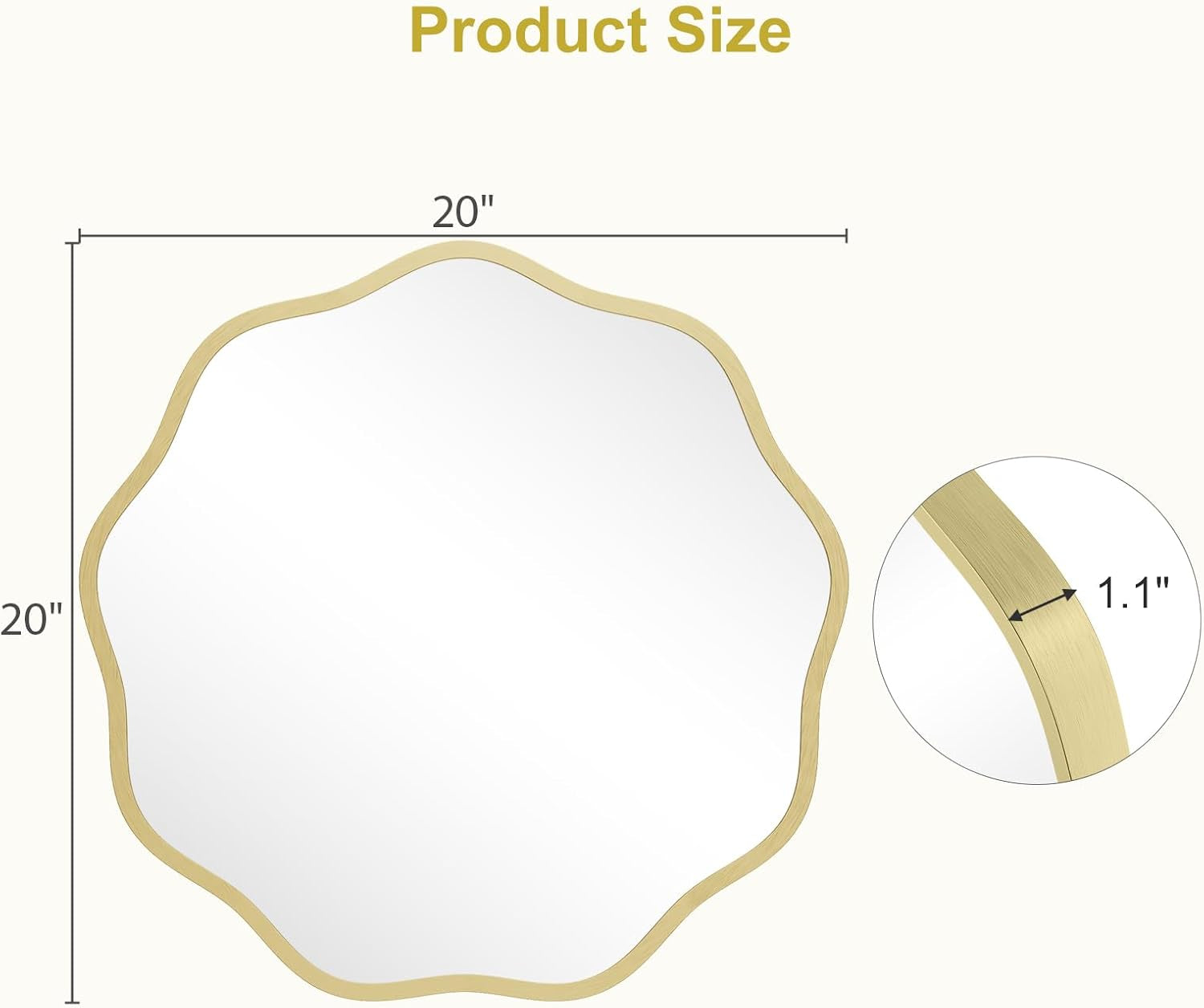 Gold Round Wall Mirror 20 Inch Decorative Home Accent