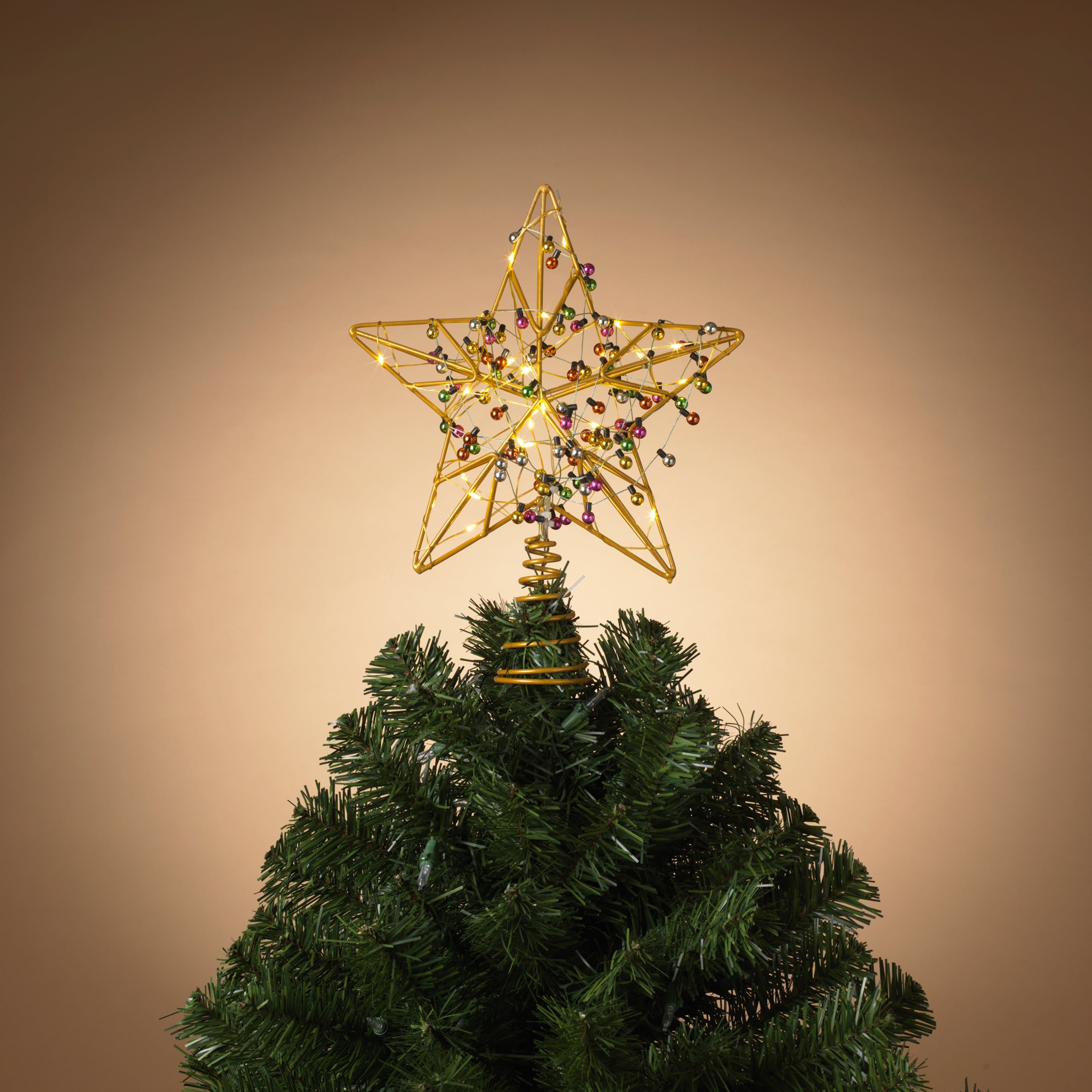 Gold Star Lighted Tree Topper