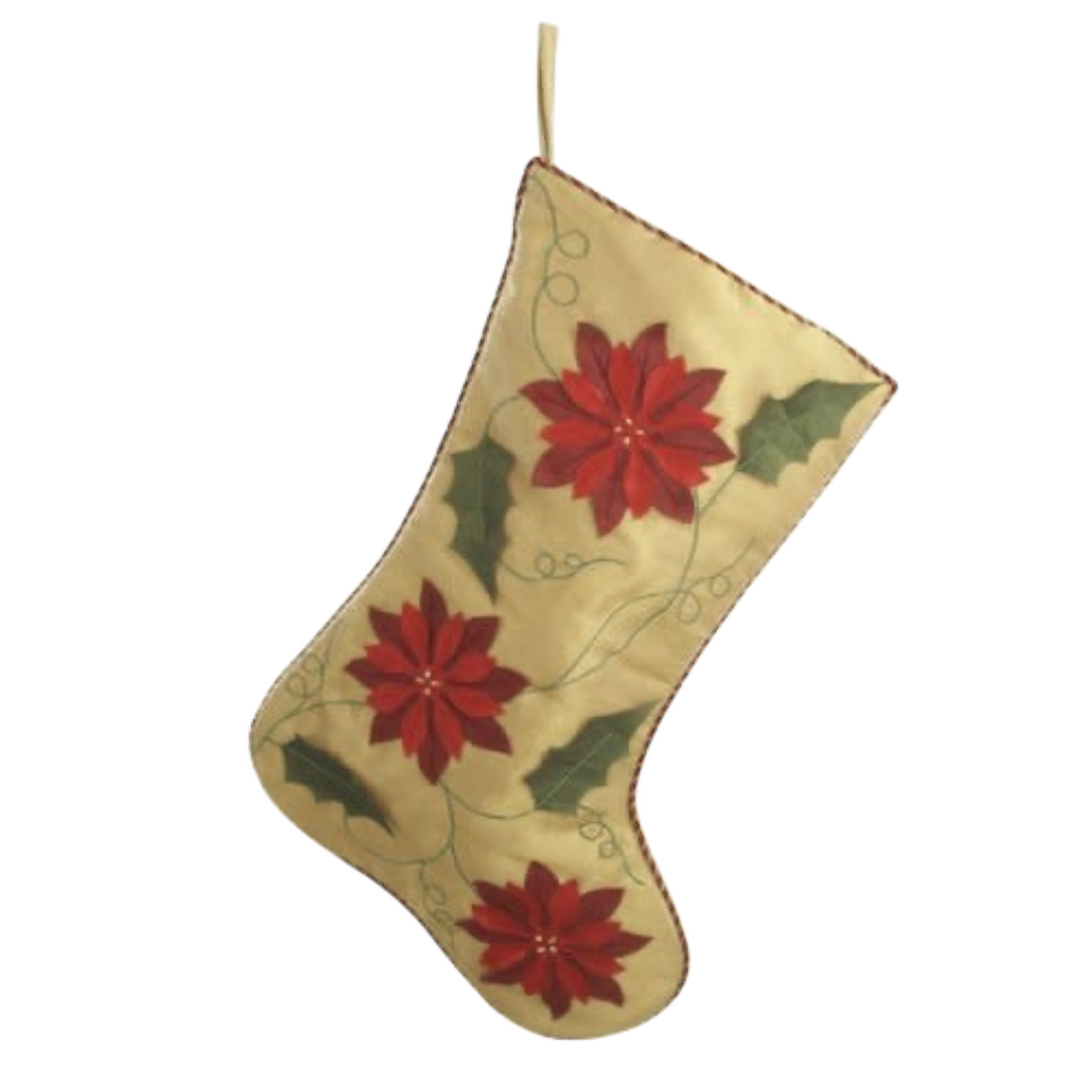 Gold Stocking With Poinsettia