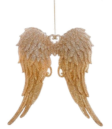 Gold and Silver Glitter Angel Wings Acrylic Ornament -