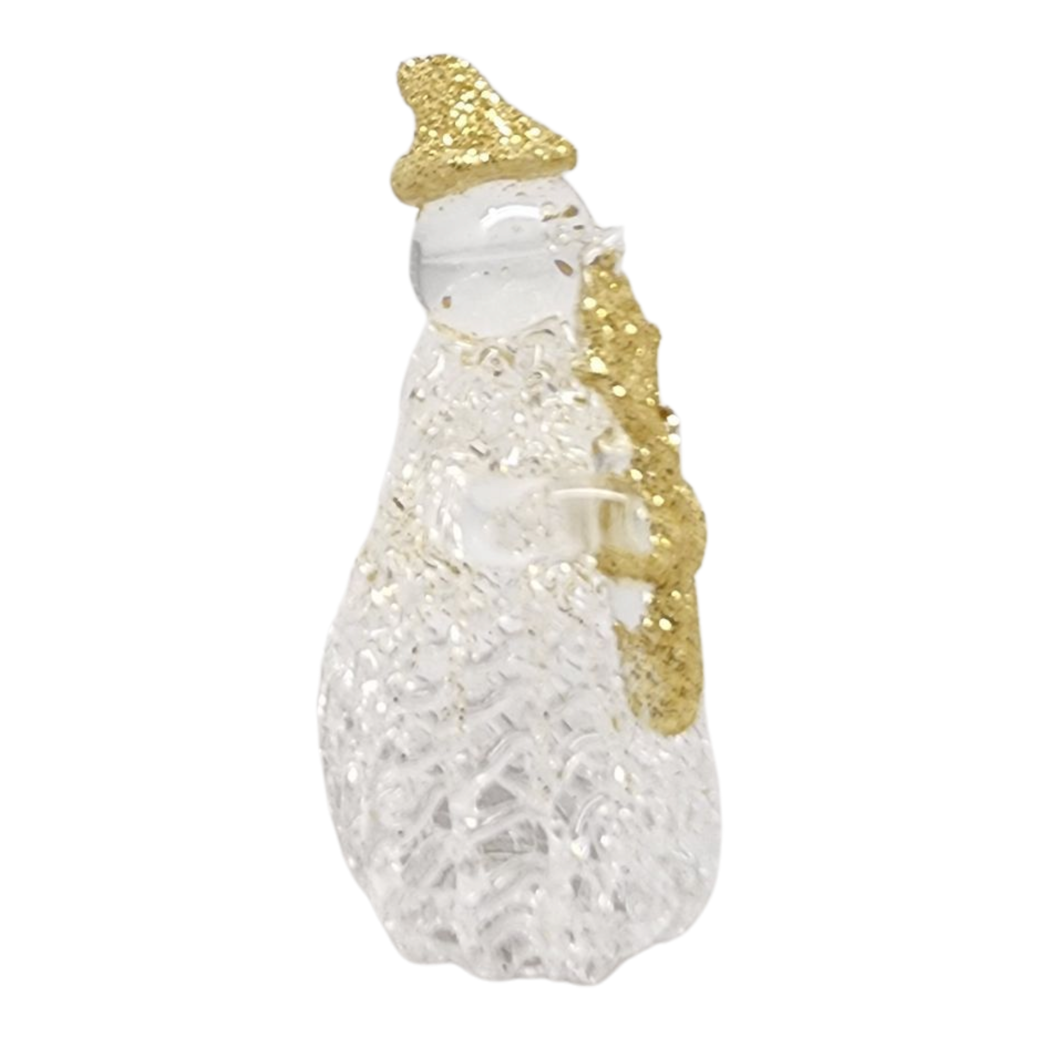 Golden Glitter Glass Snowman Figurine