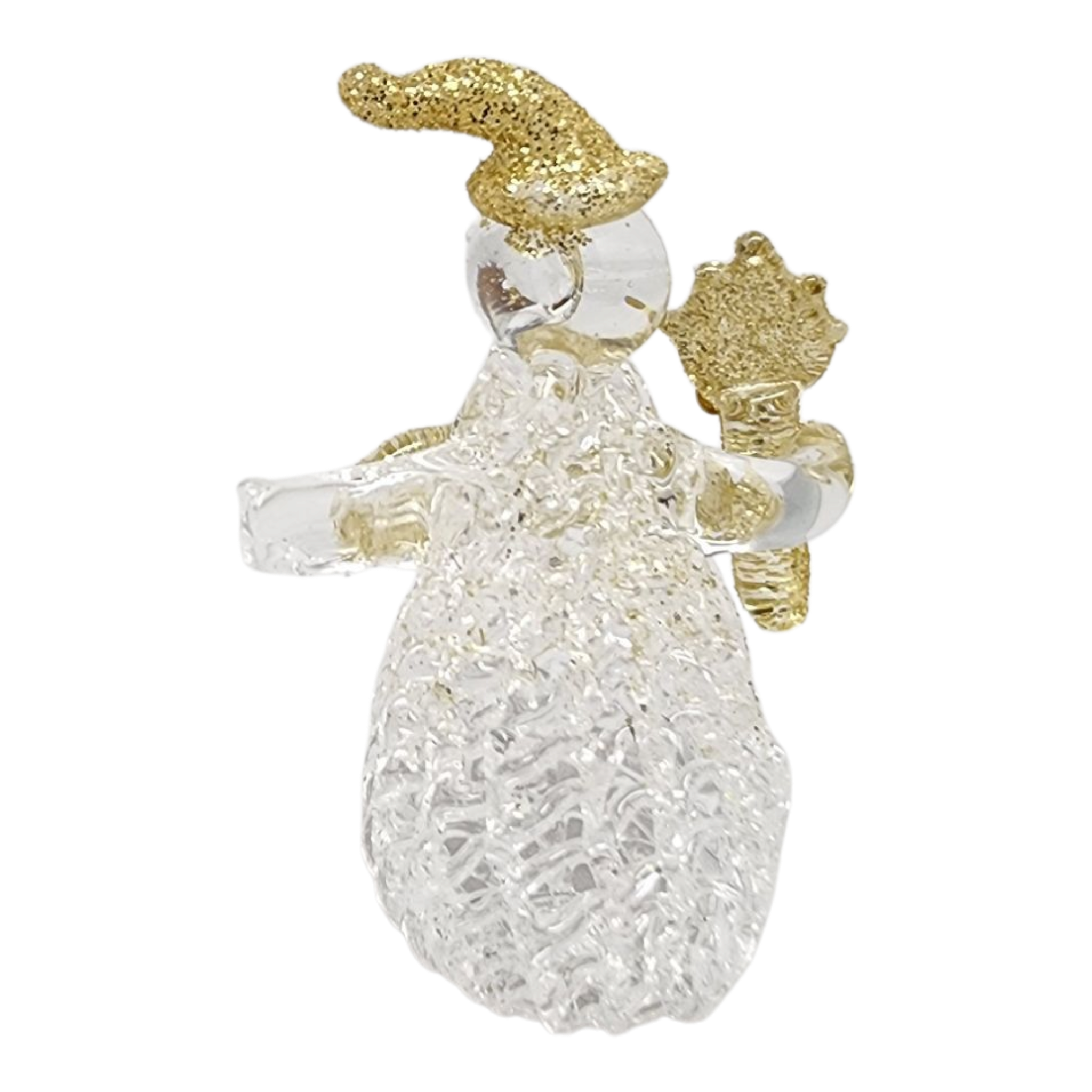 Golden Glitter Glass Snowman Figurine