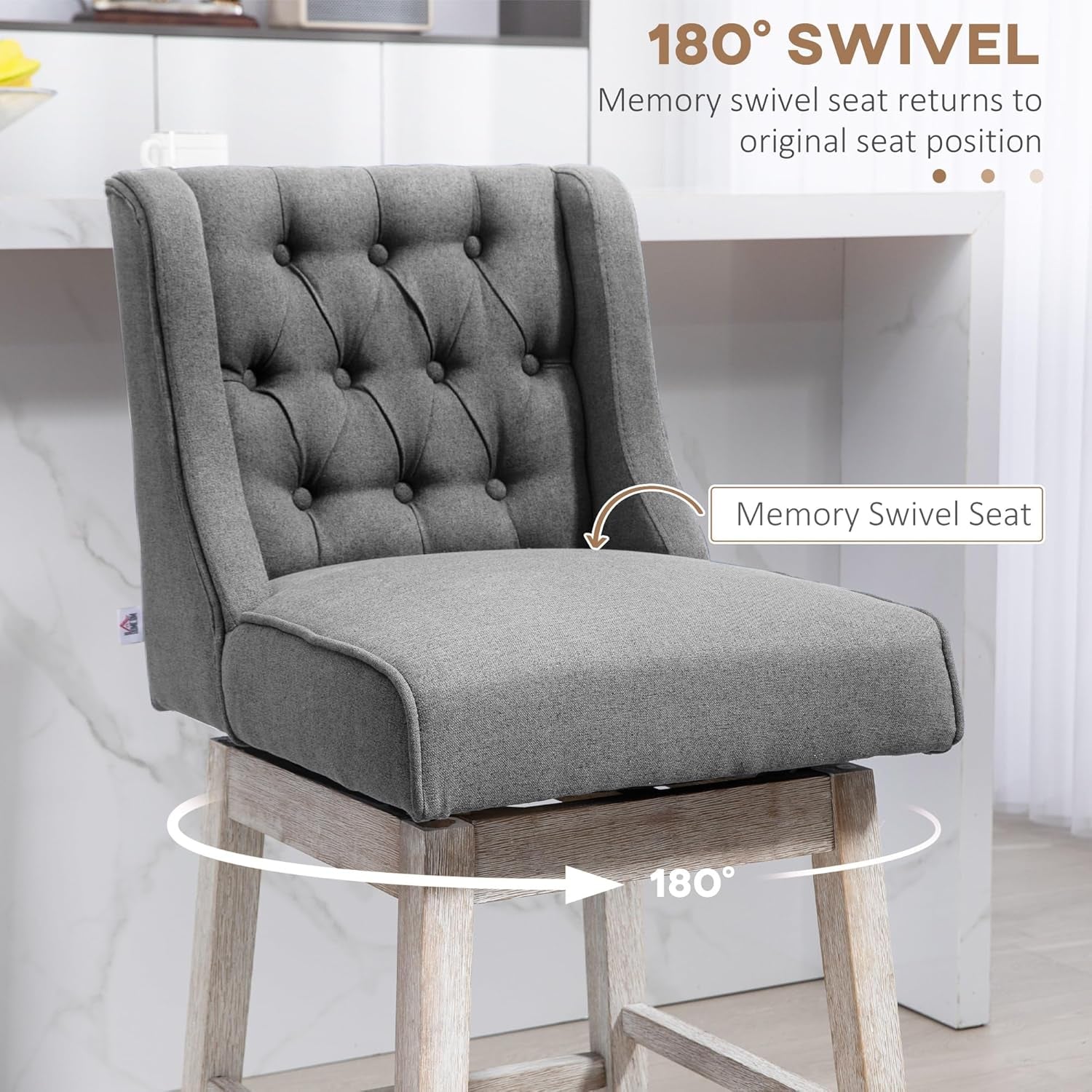 Gray 27-Inch Counter Height Swivel Bar Stools Set Of 2