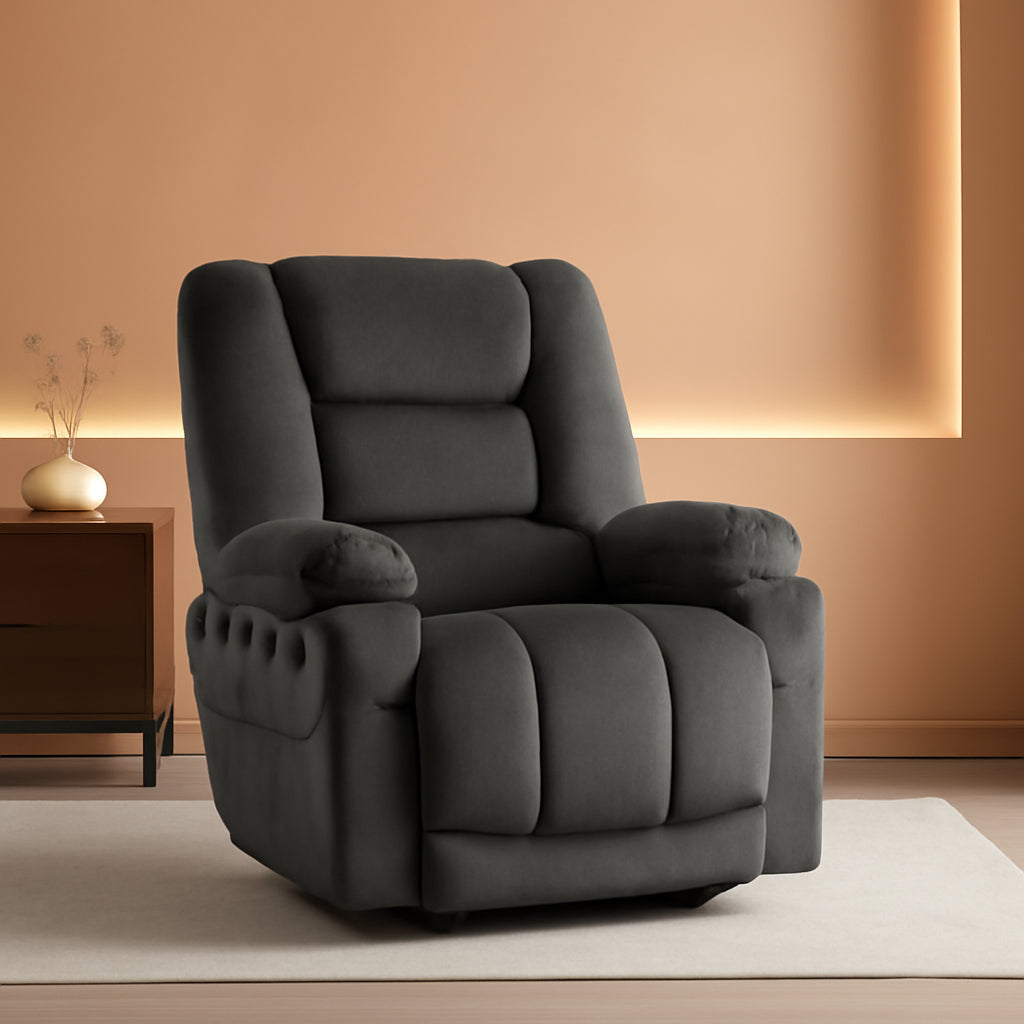 Gray Electric Power Recliner With Heat And Massage