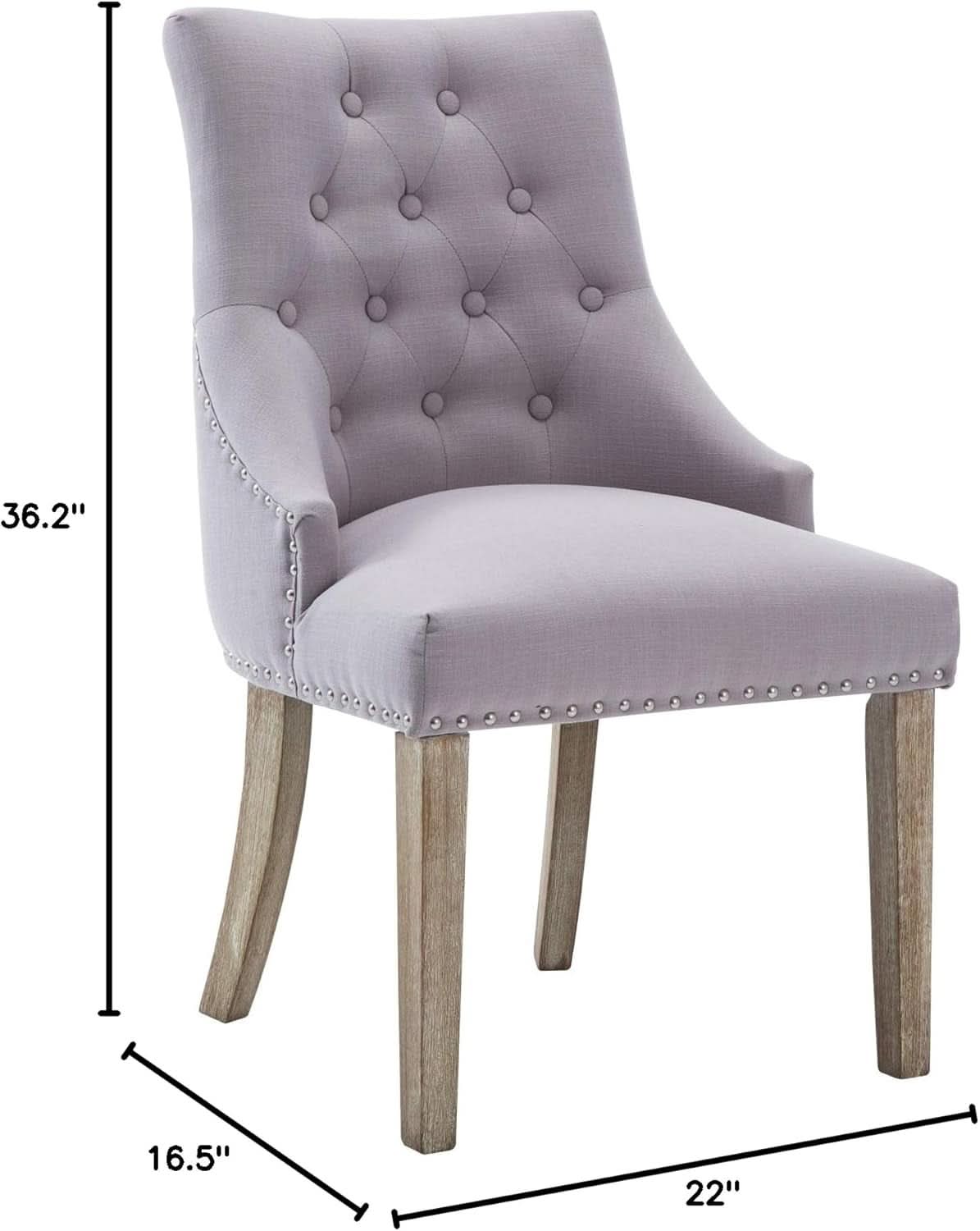 Gray Fabric Dining Chairs Set Of 2 With Nailhead Trim