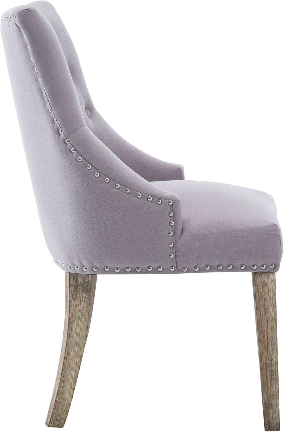 Gray Fabric Dining Chairs Set Of 2 With Nailhead Trim