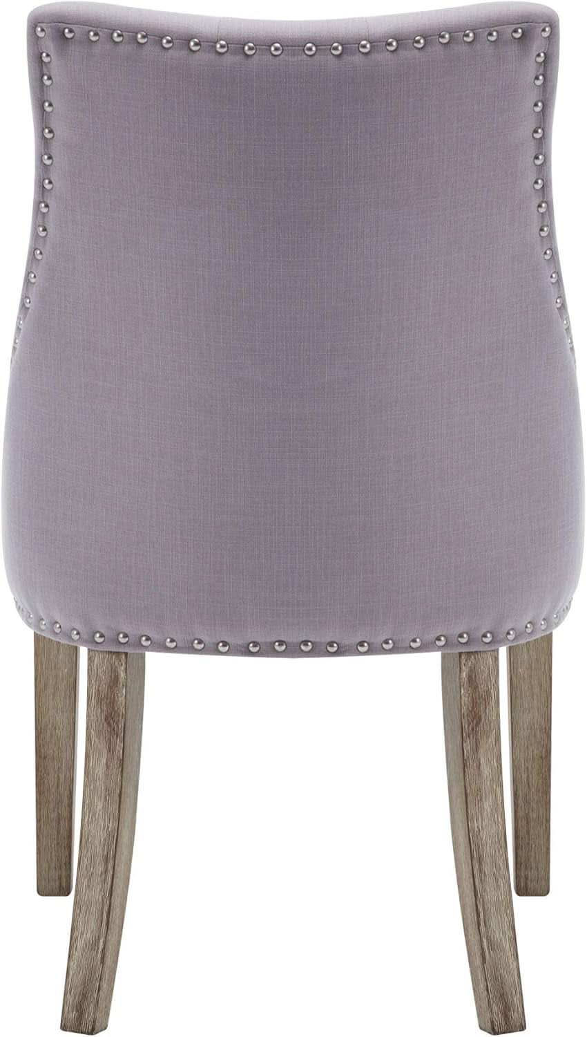 Gray Fabric Dining Chairs Set Of 2 With Nailhead Trim