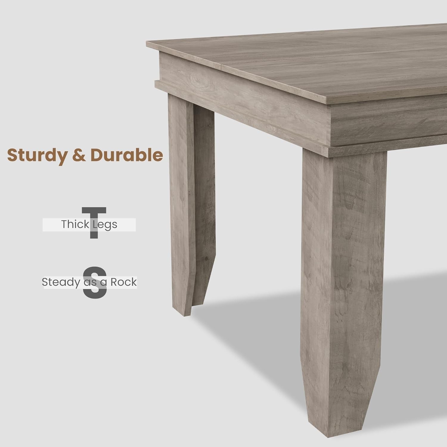 Gray Farmhouse Dining Table 71 Inch For Kitchen Dining Room