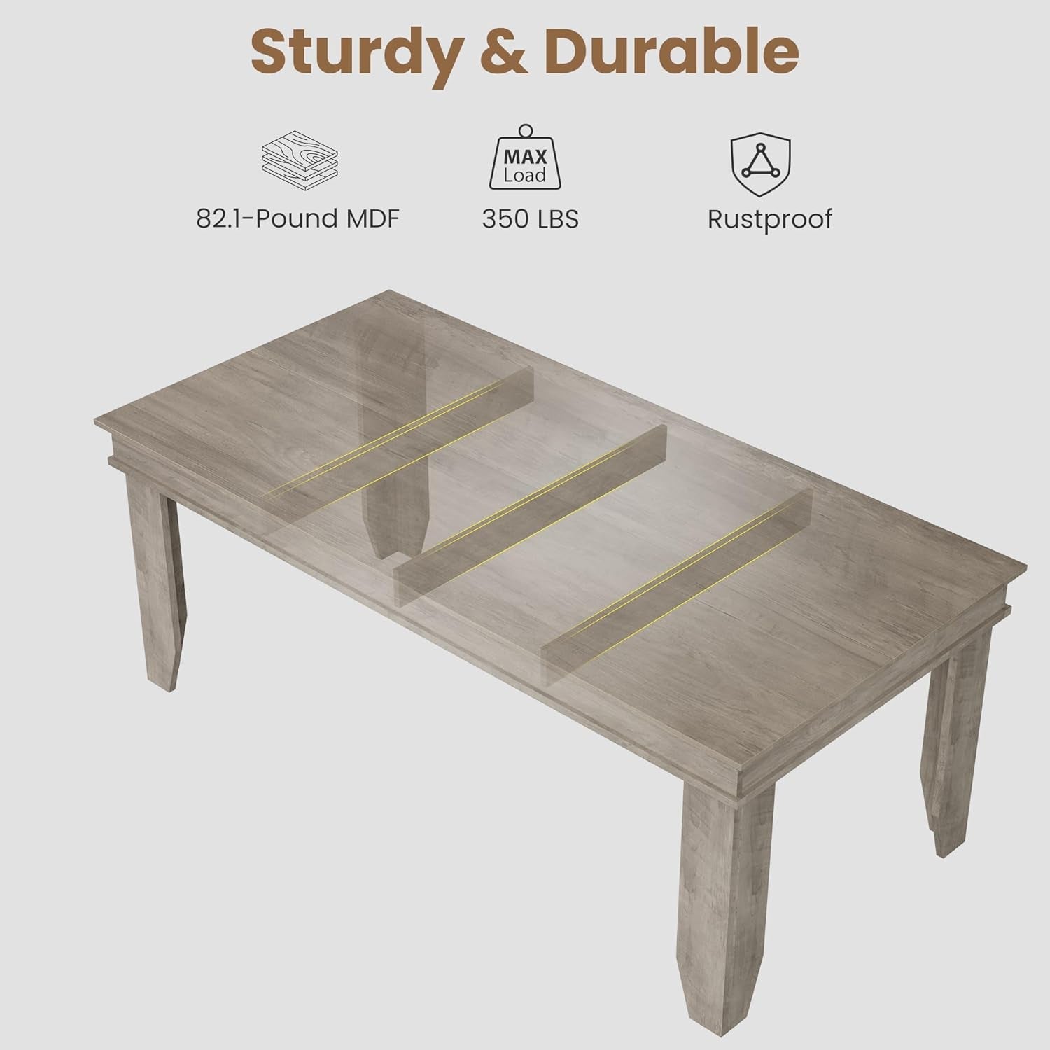 Gray Farmhouse Dining Table 71 Inch For Kitchen Dining Room
