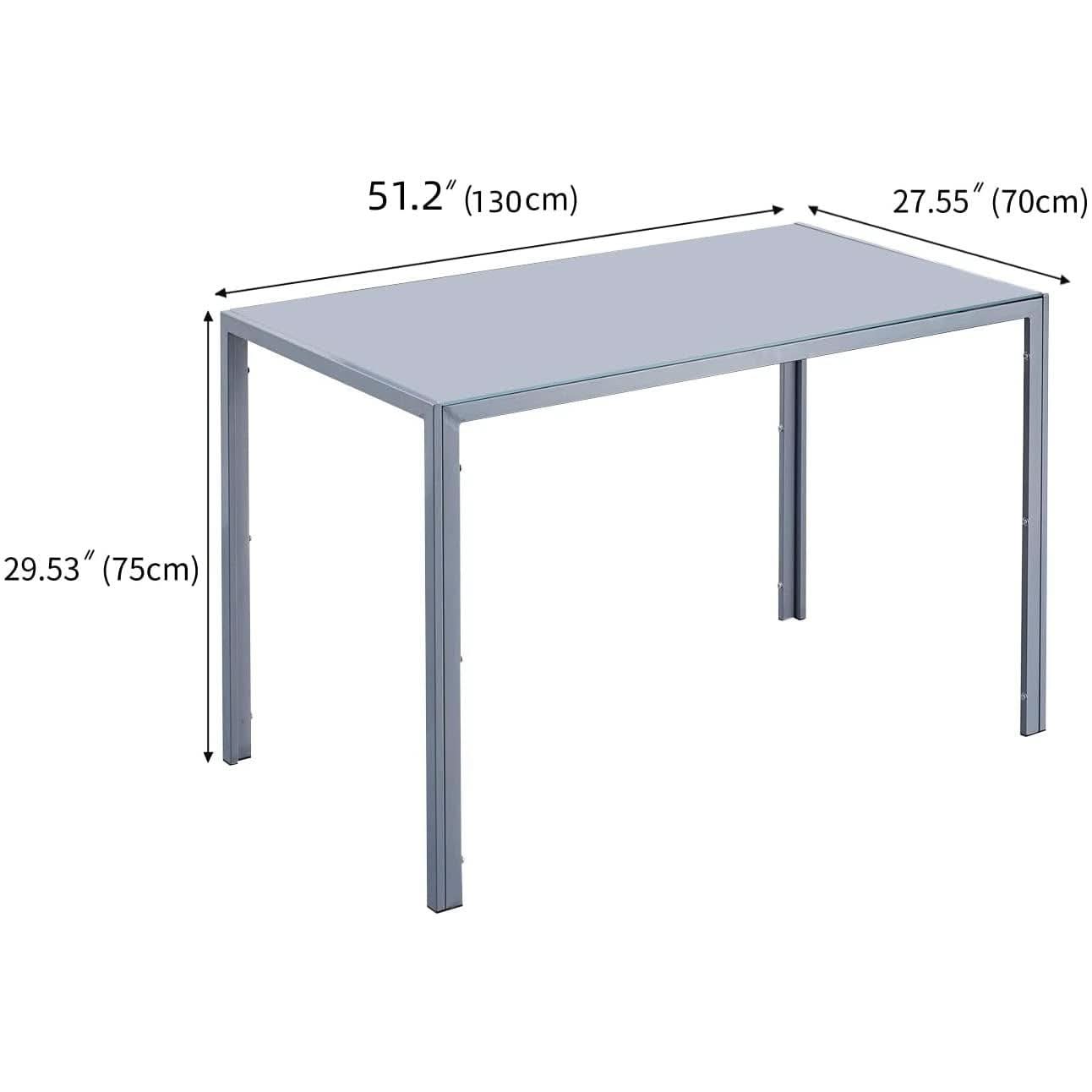 Gray Rectangular Tempered Glass Dining Table For 6
