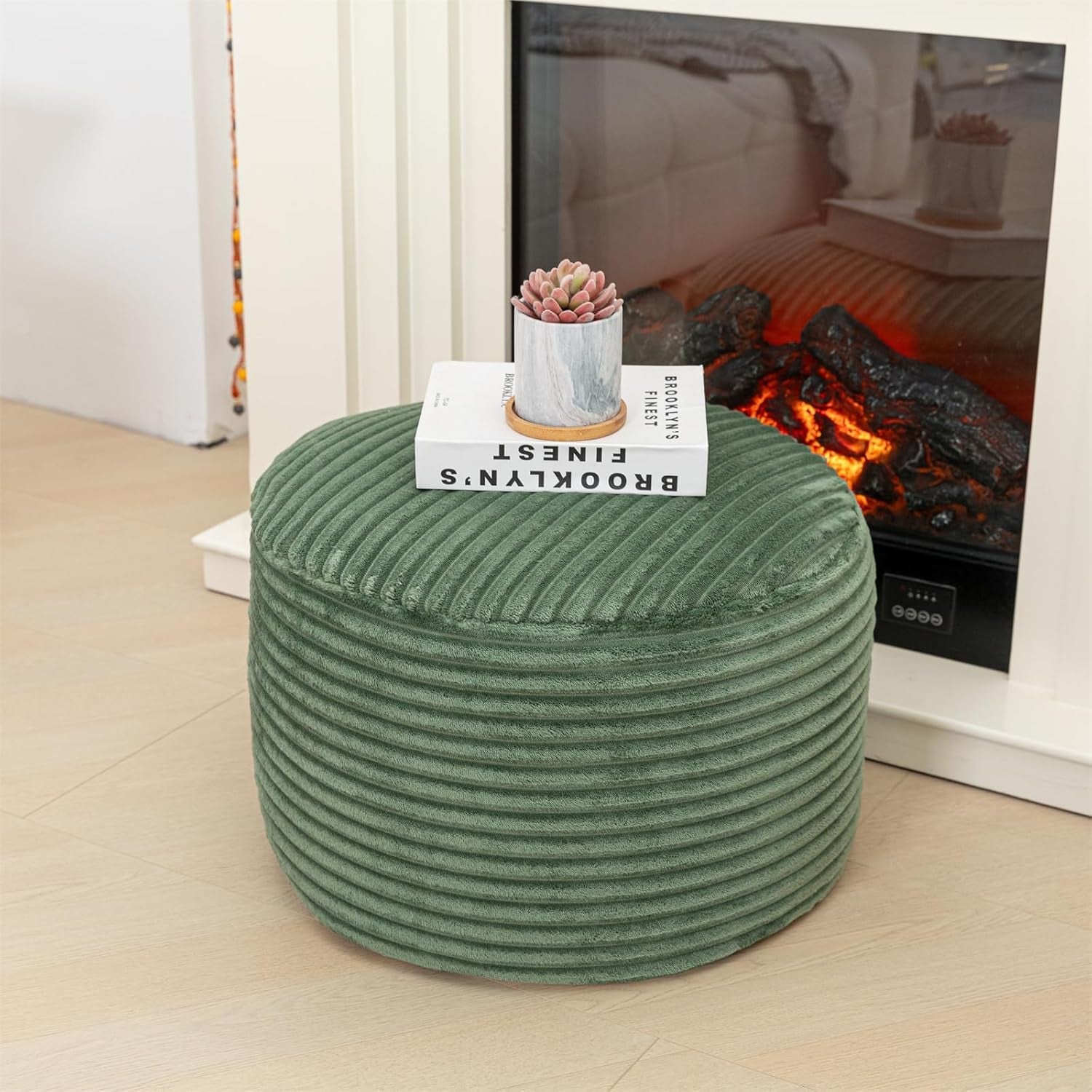 Green 20x12 Inches Luxurious Storage Ottoman Footrest