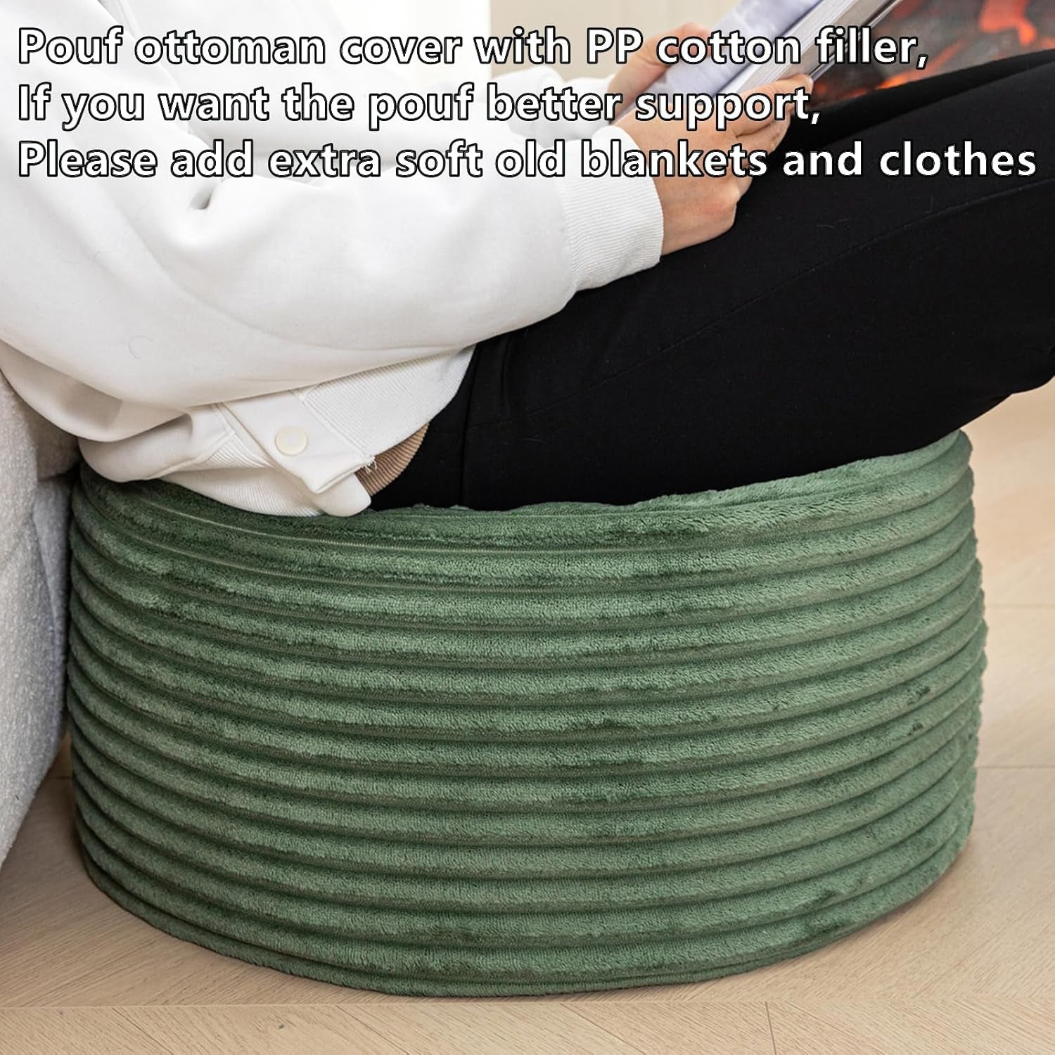 Green 20x12 Inches Luxurious Storage Ottoman Footrest
